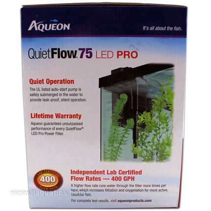 Aqueon Quiet Flow 75 Power Filter main features and warranty information of this aquarium power filter