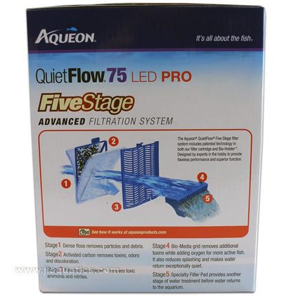 Aqueon Quiet Flow 75 Power Filter five stage filtration system for freshwater aquariums