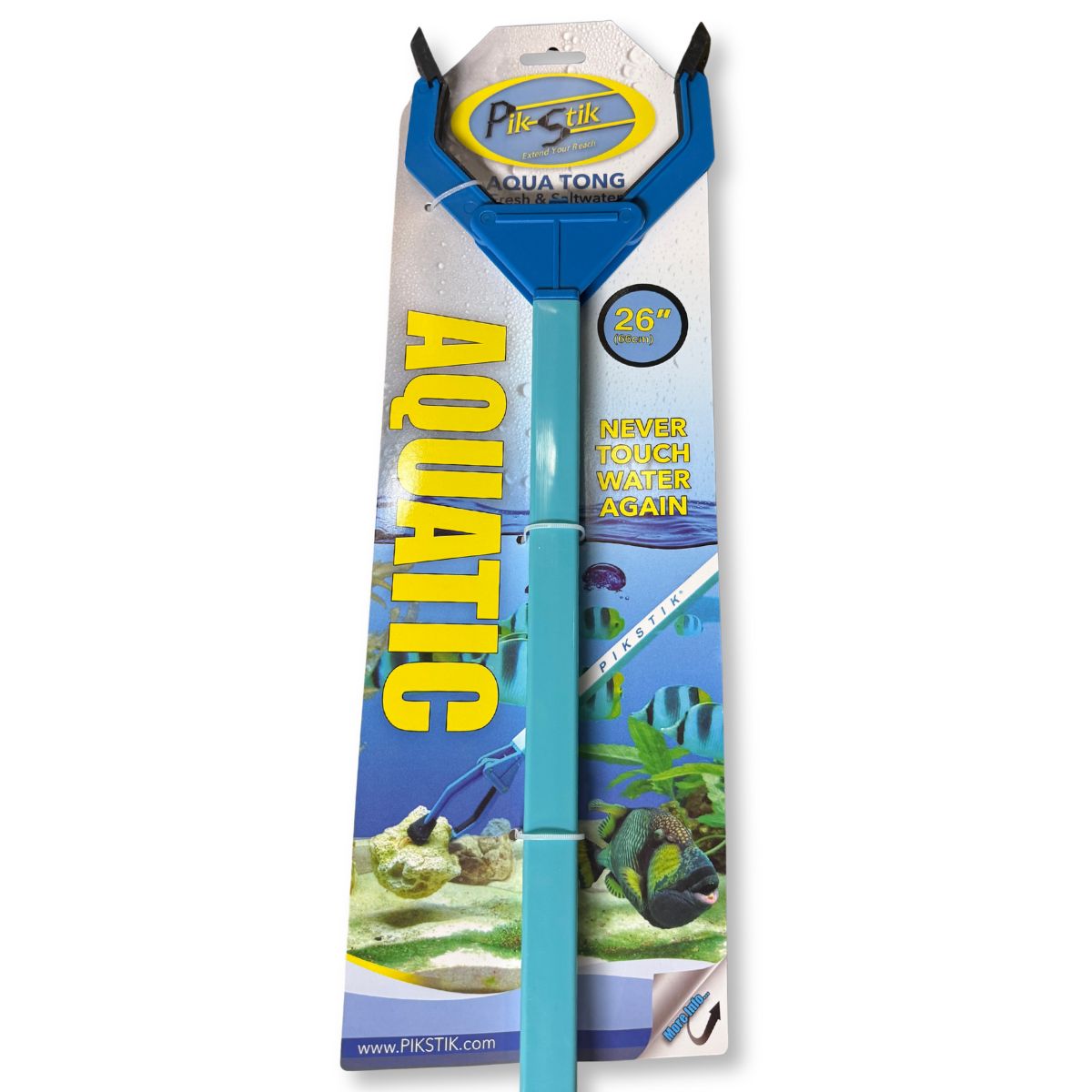 PikStik Aqua Tongs - 26 Inch close-up with dimension information 