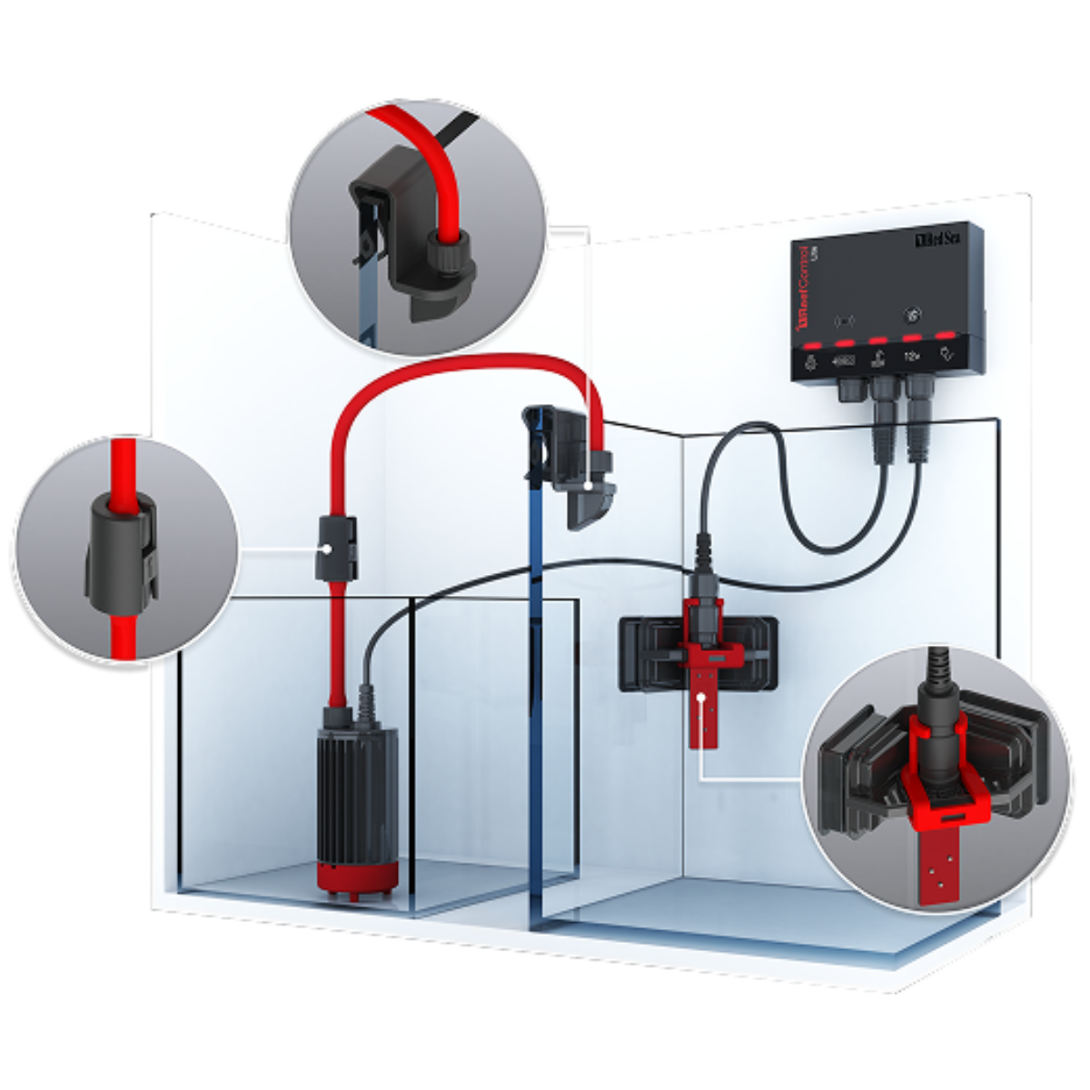 Red Sea ReefControl ATO Module full set-up in tank with add-ons