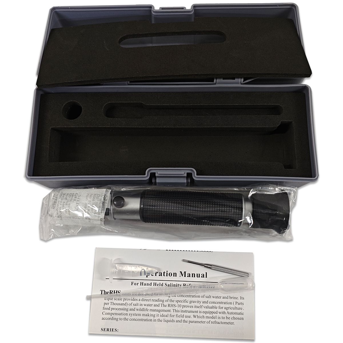 Reef Crest Salinity Refractometer box contents