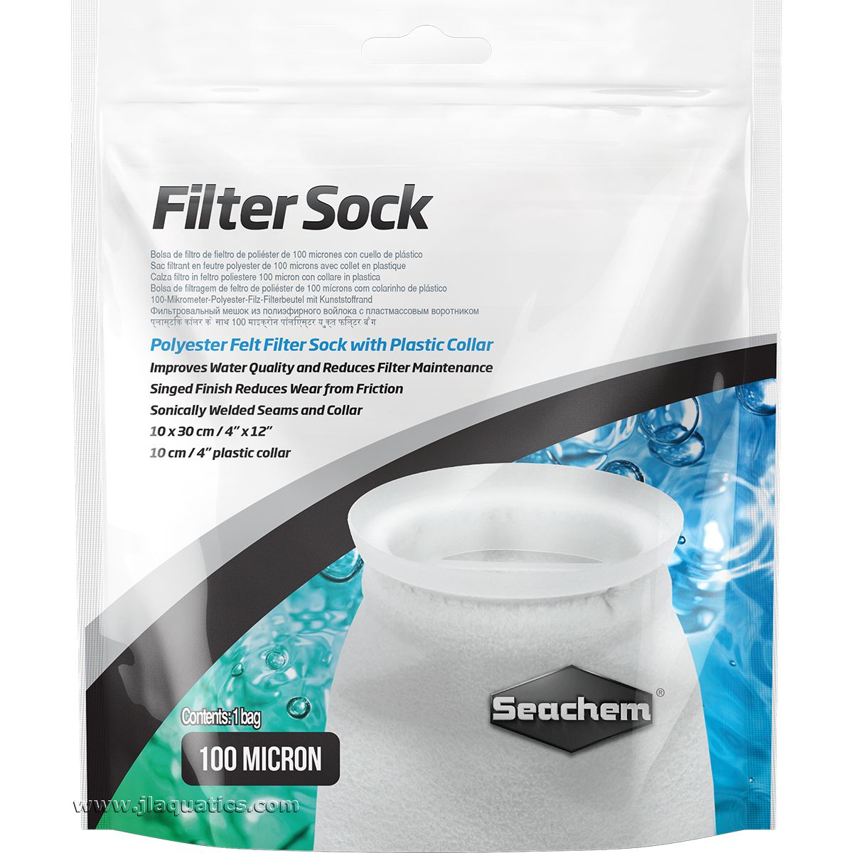 Seachem 100 Micron Filter Sock - 4 x 12 Inch