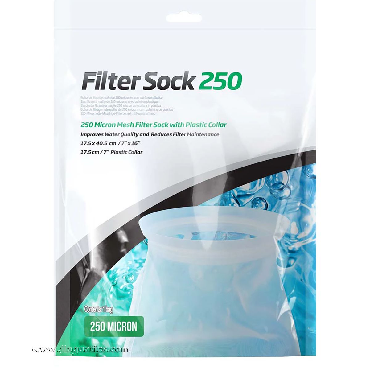 Seachem 250 Micron Mesh Filter Sock - 7 x 16 Inch