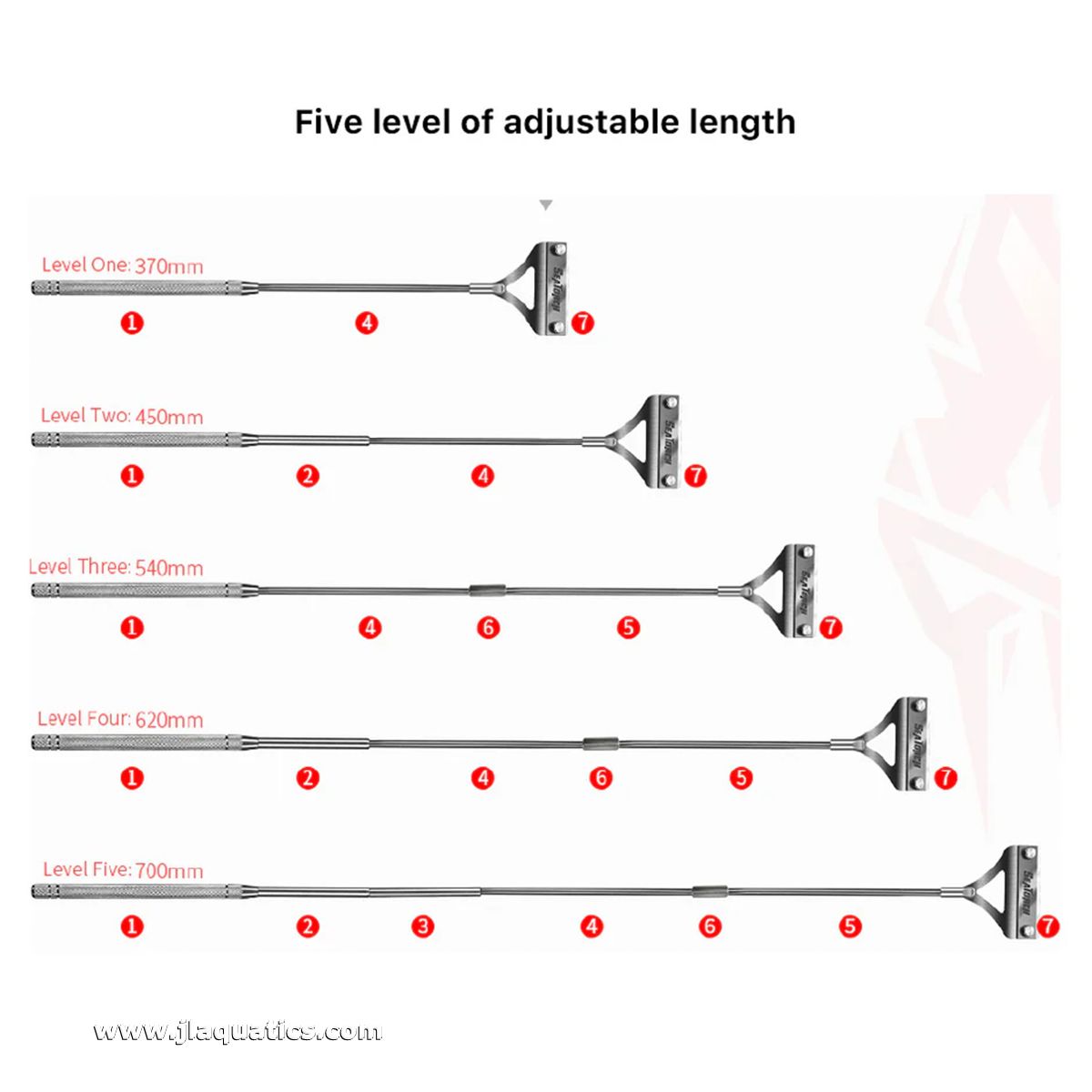 Seatorch Titanium Scraper adjustable length dimensions 