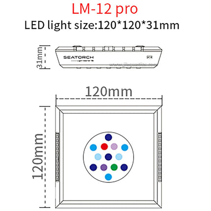 Measurements & LED layout of the Seatorch LM-12 Pro LED Light