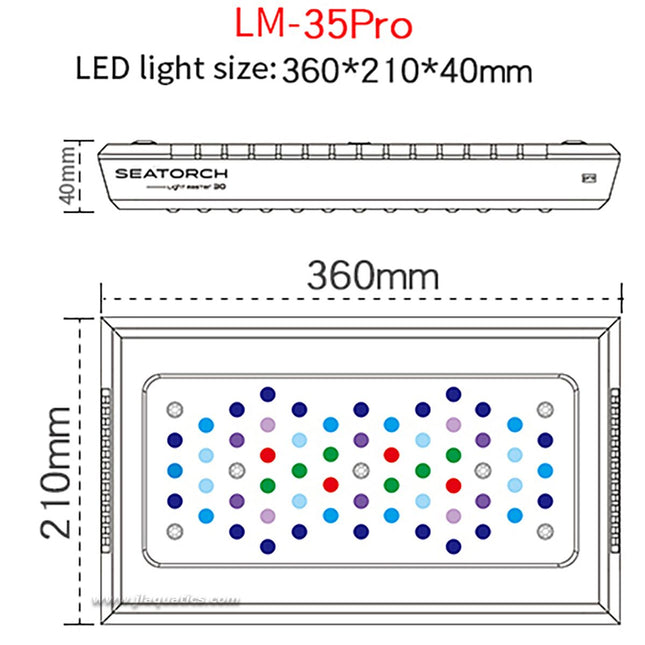 Dimensions of the Seatorch LM-35 Pro LED Light