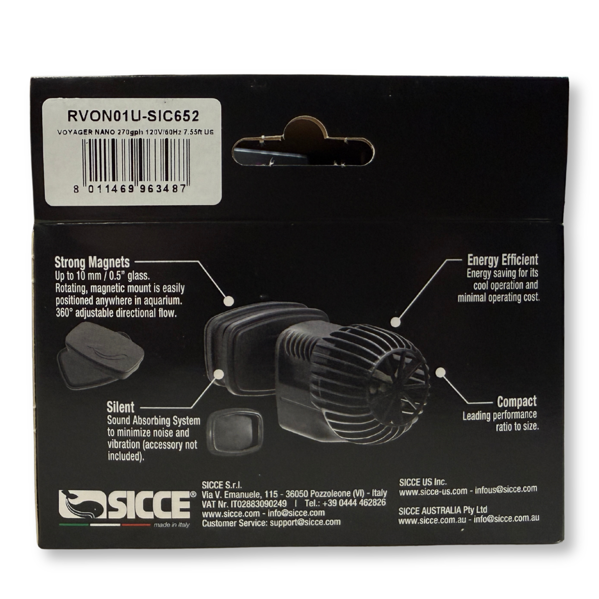 Sicce Voyager 1000 Pump - 270 GPH features and benefits 