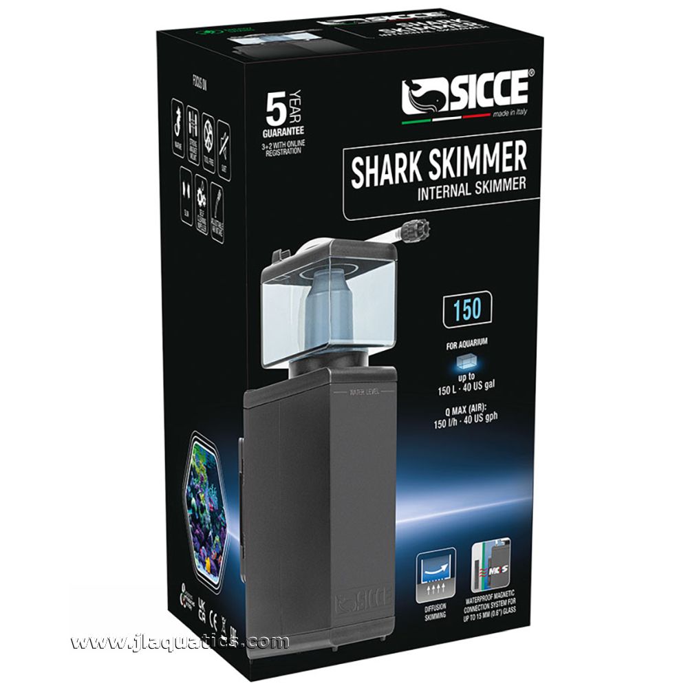 Packaging of the Sicce Shark 150 Internal Skimmer