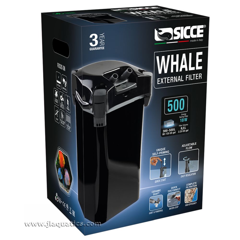 Packaging of the Sicce Whale 500 Canister Filter