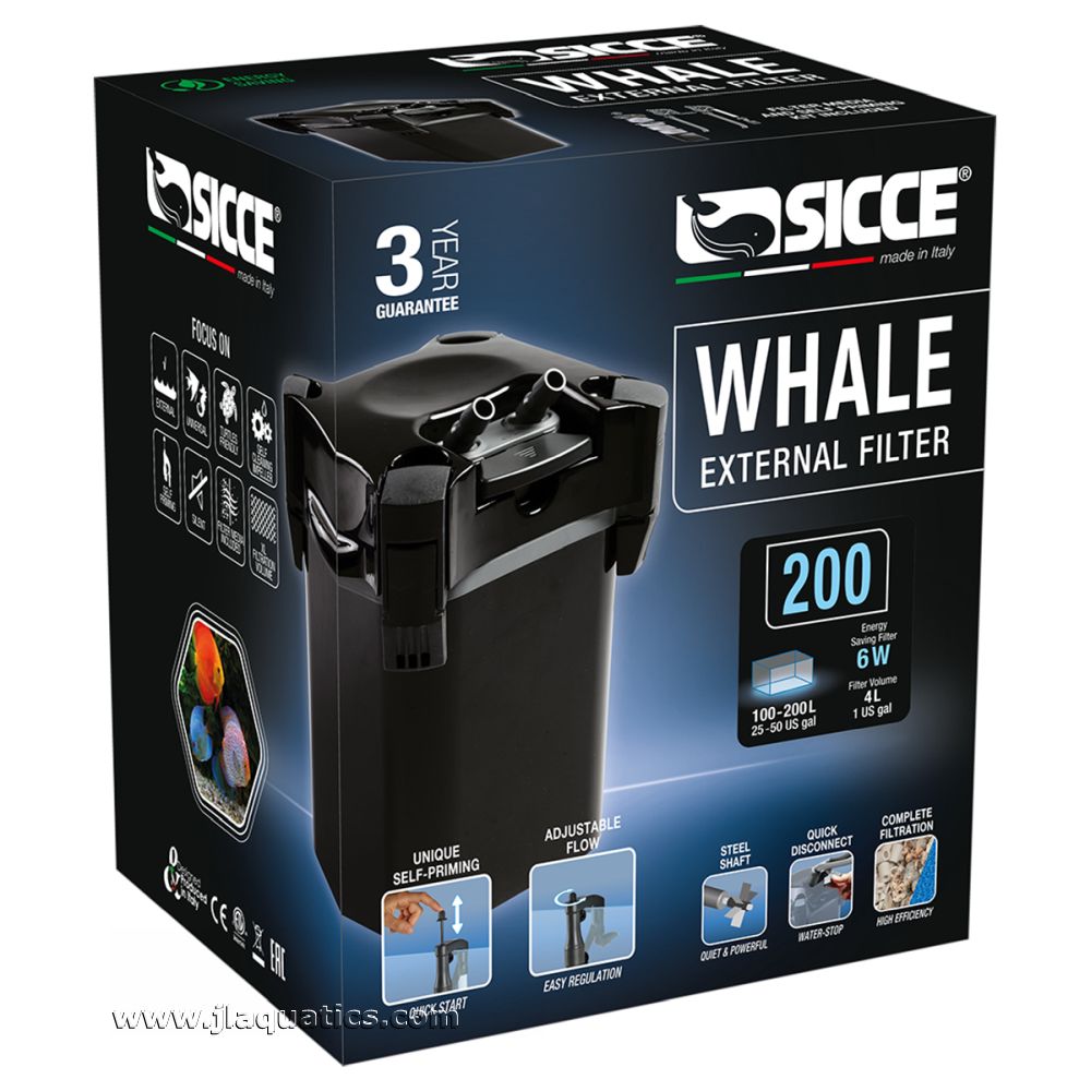 Packaging of the Sicce Whale 200 Canister Filter