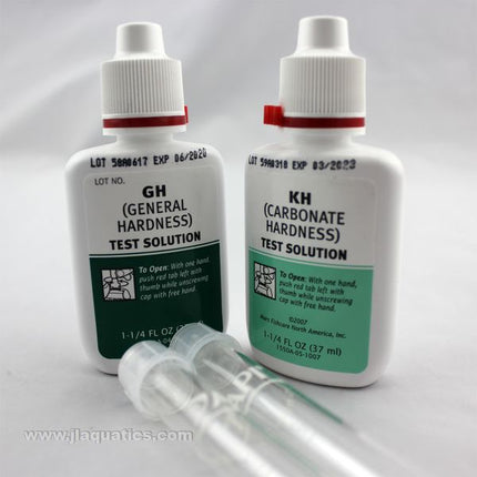 API GH/KH Freshwater Test Kit close-up of reagents for testing GH and KH in freshwater aquariums