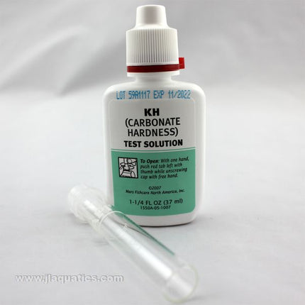 API Alkalinity (KH) Test Kit close-up of reagents for testing aquarium water for alkalinity