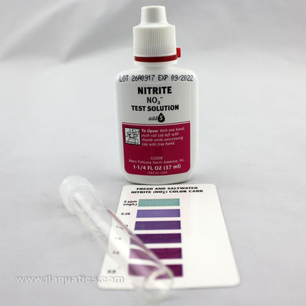 API Nitrite Test Kit reagents close-up for testing nitrites when cycling an aquarium