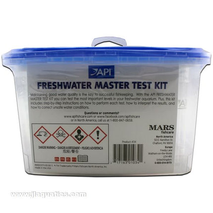 API Freshwater Master Test Kit contents and warning of using this test kit for freshwater aquariums