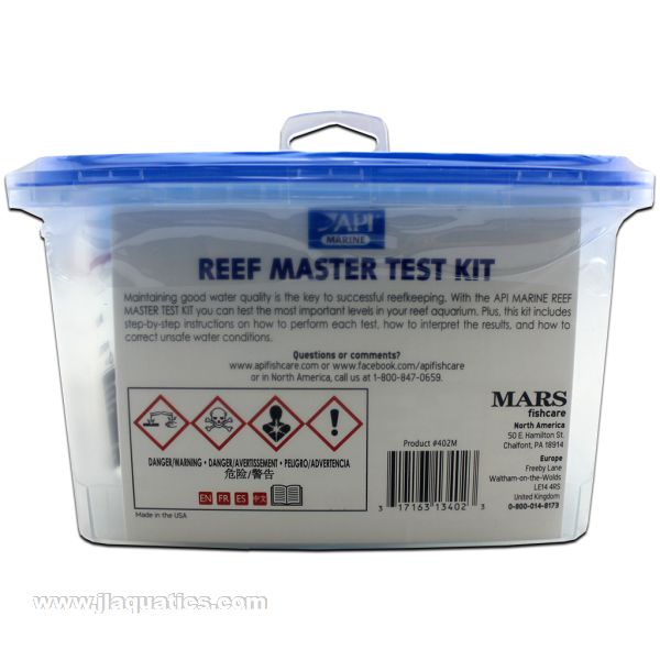 API Reef Master Test Kit contents of test kit package for testing parameters in a reef aquarium