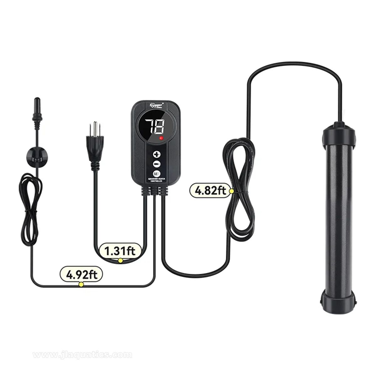 Hygger Titanium Pro Aquarium Heater dimensions