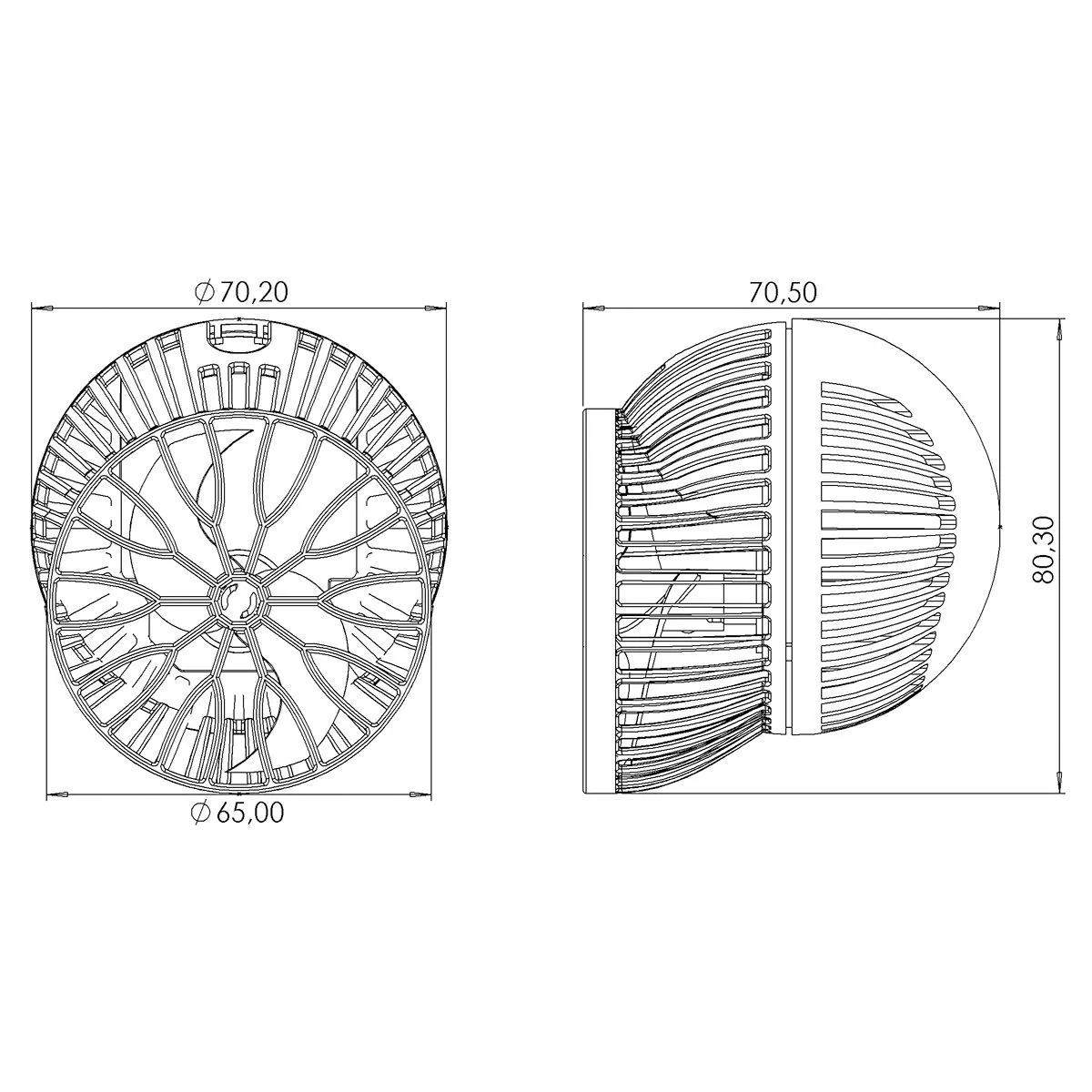 Tunze Turbelle Nanostream 6075 Pump - Hub Edition dimensions