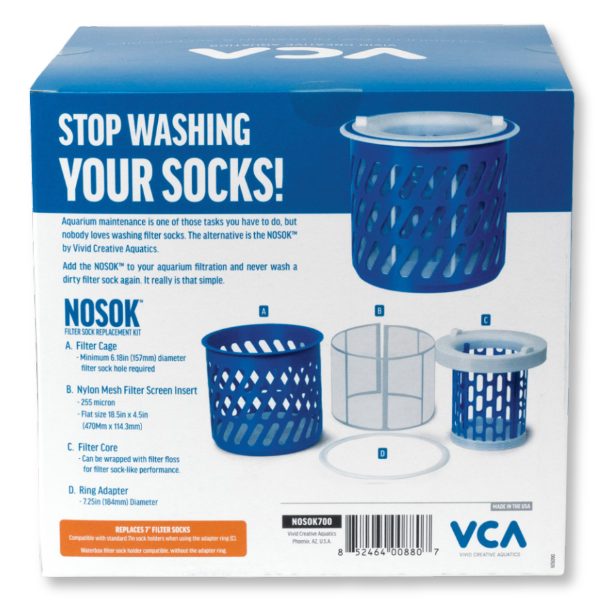 Vivid Creative NOSOK Filter Sock Replacement - 7 Inch features and benefits