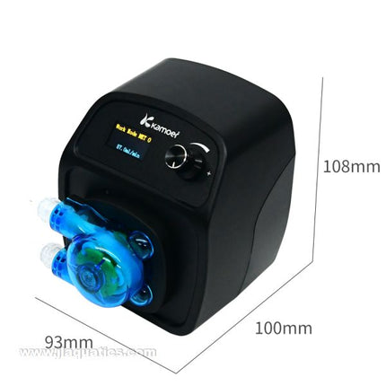 Kamoer X1 PRO T2 WIFI Stepper Pump 3/4 view and dimensions of dosing pump