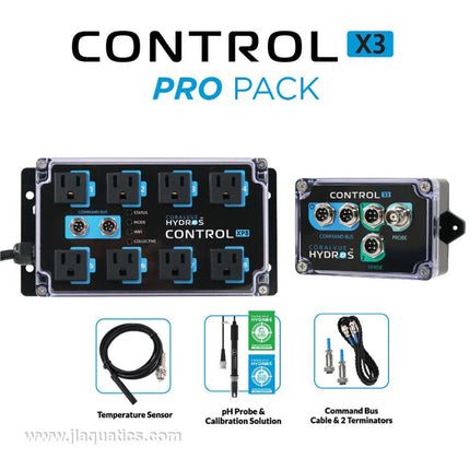 Hydros Control X3/XP8 Pro Pack components and accessories for an aquarium.